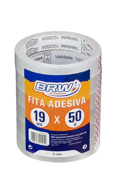 Imagem de Fita Adesiva Transparente 19mmx50m Pacote c/ 6 Unidades - BRW