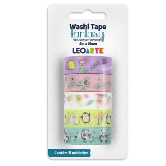 Imagem de Fita adesiva washi tape fantasy 15mmx5m 5 unidades leoarte