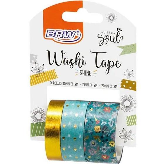 Imagem de Fita adesiva washi tape shine brw 10/15/20x3m  blister 3un