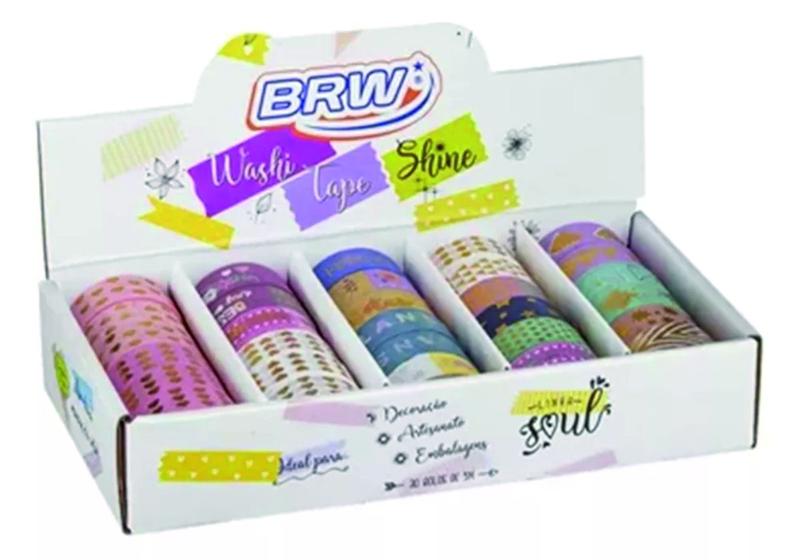 Imagem de Fita Adesiva Washi Tapes Shine 15mmx5m Brw C/ 30un