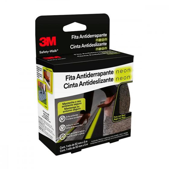 Imagem de Fita Antiderrapante 3M Int.5Mt - Preto o/Neon