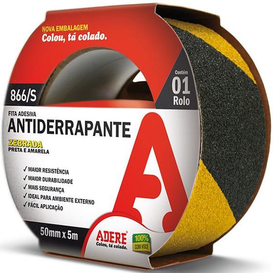 Imagem de Fita Antiderrapante Adere 50MM X 5M PRETA/AMARELA 866S