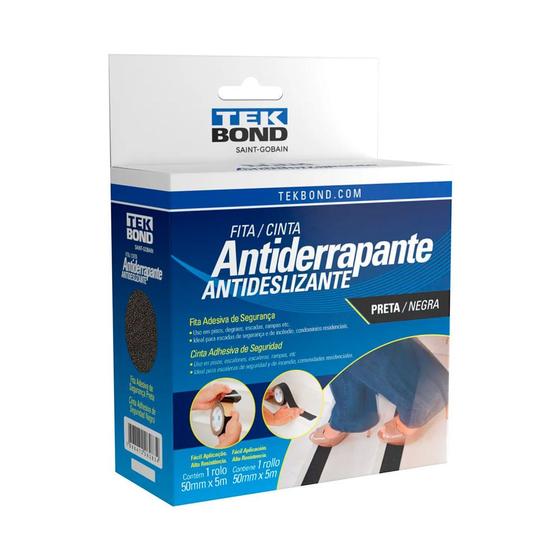 Imagem de Fita Antiderrapante Tekbond 50mm x 5m Preta 1 Unidade