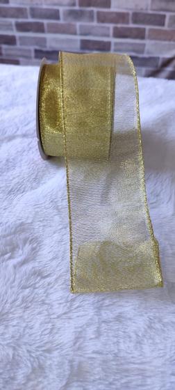 Imagem de Fita aramada Dourada Semi tipo Voal largura 63mm peça 9,14 m TCFT431