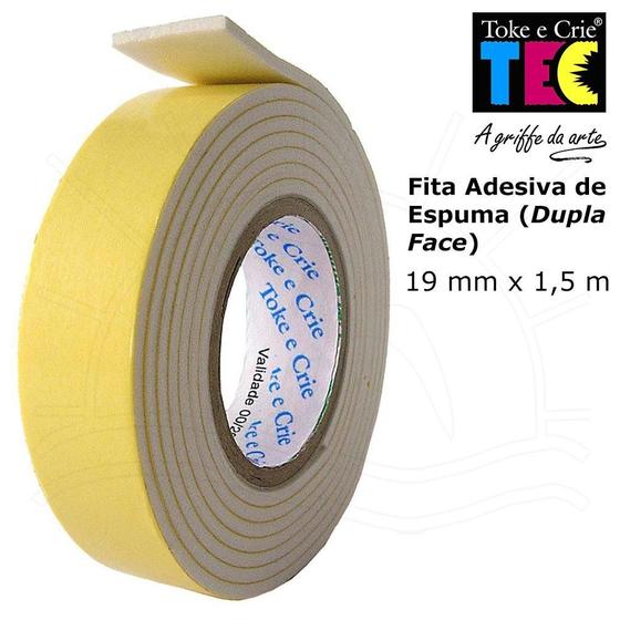 Imagem de Fita Banana Dupla Face com Espuma Toke e Crie - 19mm x 1,5m