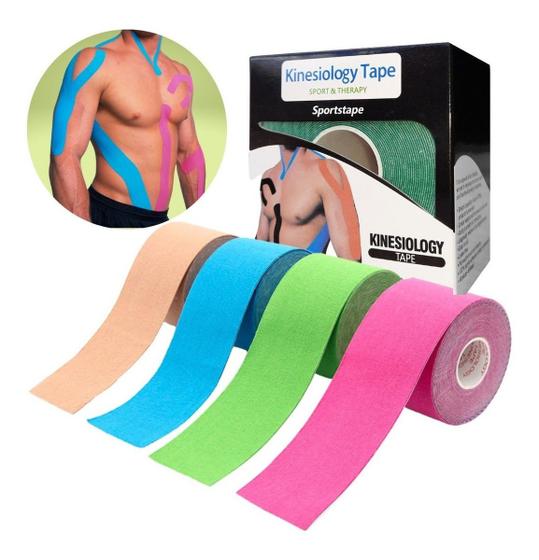 Imagem de Fita Bandagem Elástica Adesiva Kinesio Tape Dor Muscular Exercicios Academia Exercício Funcional