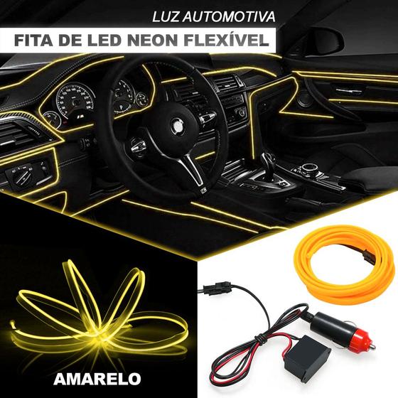 Imagem de Fita Barra Led P/ Painel Amarelo Amarok 2011 2012 2013 2014 Interna Cortesia Ambiente Top