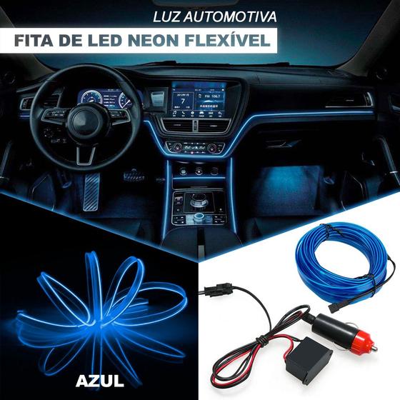 Imagem de Fita Barra Led P/ Painel Azul Escuro Marinho Ford Focus 2004 2005 2006 2007 2008 2009 5m Flexível Top