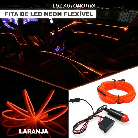 Imagem de Fita Barra Led P/ Painel Laranja Âmbar Citroen C4 Interna Cortesia Ambiente Top