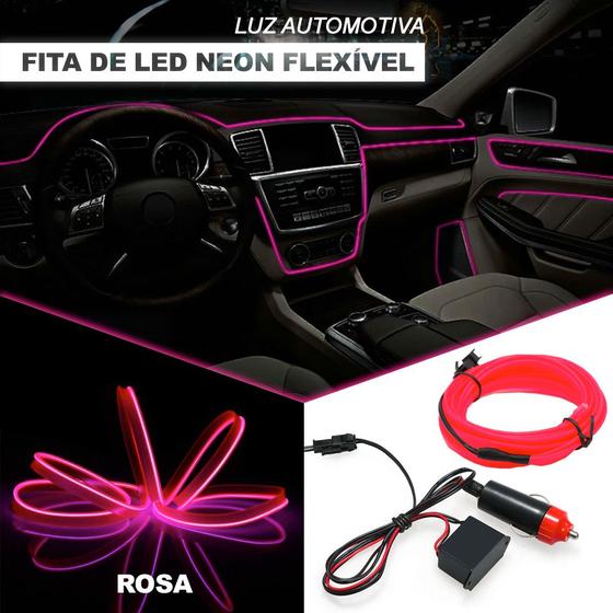 Imagem de Fita Barra Led P/ Painel Rosa Pink Agile 2010 2011 5m Metros Flexível Tunning Top