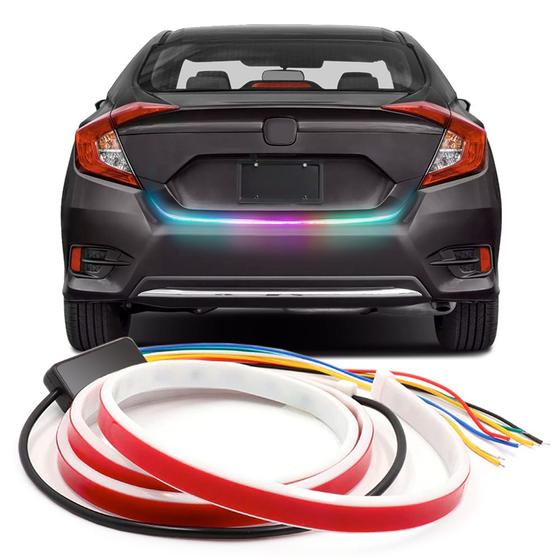 Imagem de Fita Barra Led Traseiro Porta Malas Ford Fiesta 1997 1998 Função Freio Ré Seta Sequencial RGB Tunning Top