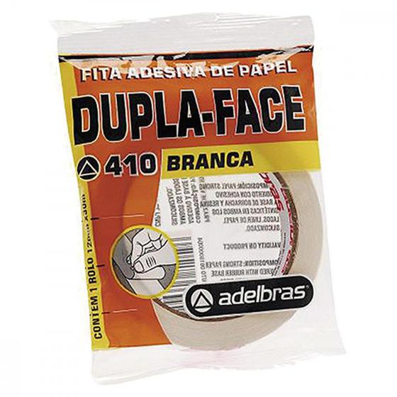 Imagem de Fita Branca Papel Dupla-Face Adelbras 12Mmx30Mt