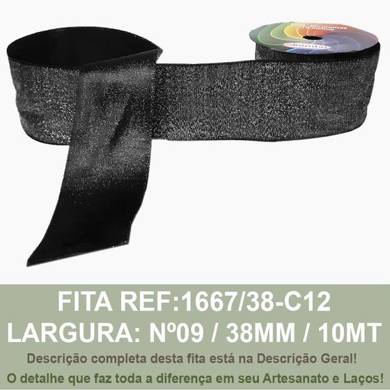 Imagem de FITA CETIM GLITERIZE/LUREX SINIMBU 10MT R.1667/38MM /Nº9