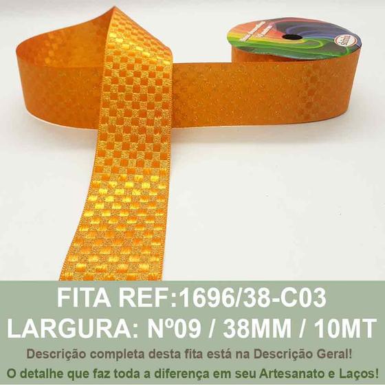 Imagem de FITA CETIM QUADRICULADA LUREX SINIMBU 10MT R:1696/38mm /Nº9 -