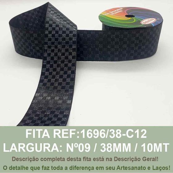 Imagem de FITA CETIM QUADRICULADA LUREX SINIMBU 10MT R:1696/38mm /Nº9 -