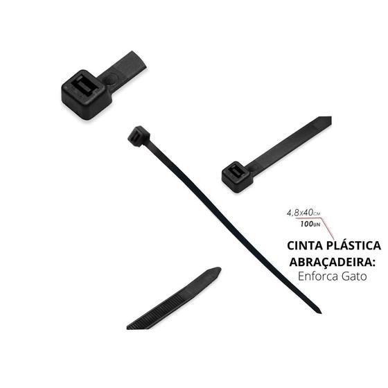 Imagem de Fita Cinta Braçadeira Nylon Enforça Gato 4,8x40cm 100 Unid.