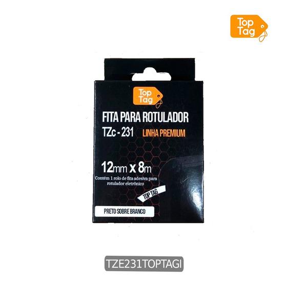 Imagem de Fita Compativel P/ Rotulador Brother 12 Mm Preto/branco Tze231