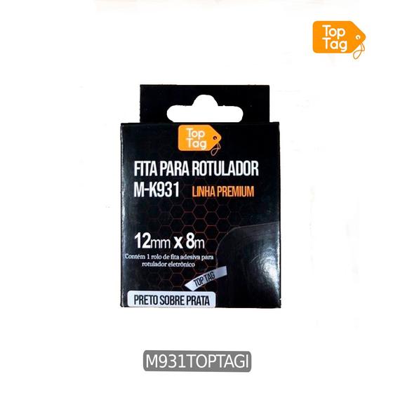 Imagem de Fita Compativel P/ Rotulador Brother 12mm Preto/prata M931