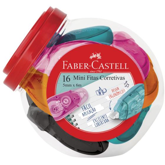 Imagem de Fita Corretiva Mini Faber Castell Pote Escolar Ergonômico