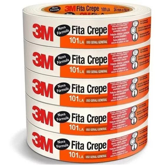 Imagem de Fita Crepe 24mm X 50m 3m 101la 5 Rolos