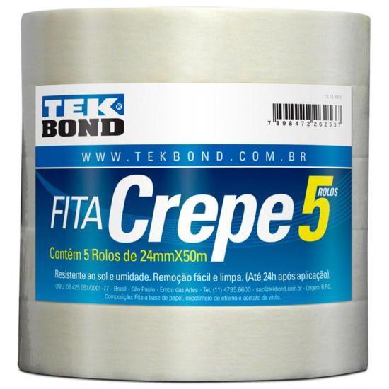 Imagem de Fita Crepe 24mmx50m Tekbond (Pacote Com 5 uni.)