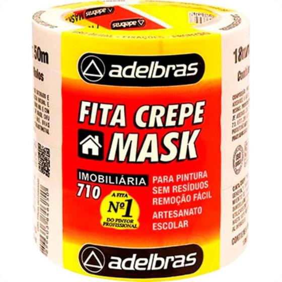 Imagem de Fita Crepe Adelbras 710 18Mm X 50Mt - Kit C/6 RL