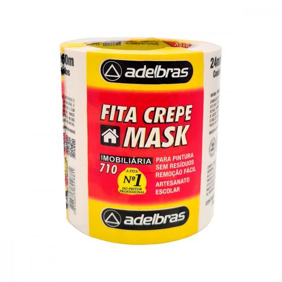 Imagem de Fita Crepe Adelbras 710 24Mm X 50Mt ./ Kit Com 5 Rolos