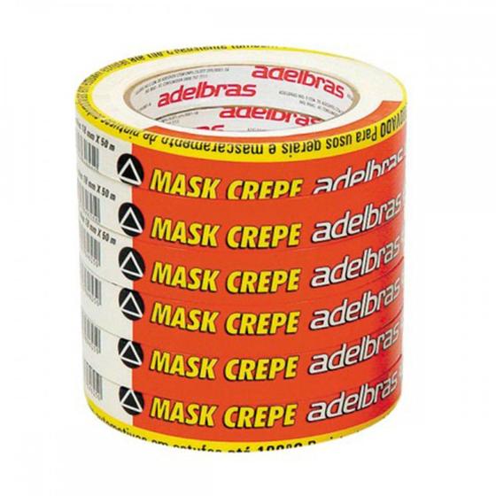 Imagem de Fita Crepe Adelbras Mask-710 18Mmx50Mt . / Kit C/ 6 Unidades