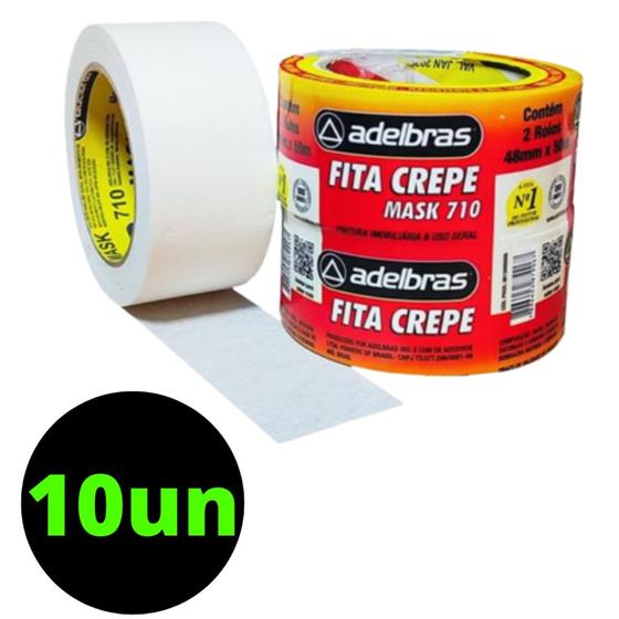 Imagem de Fita Crepe Adesiva 48mm X 50m - Kit Com 10un