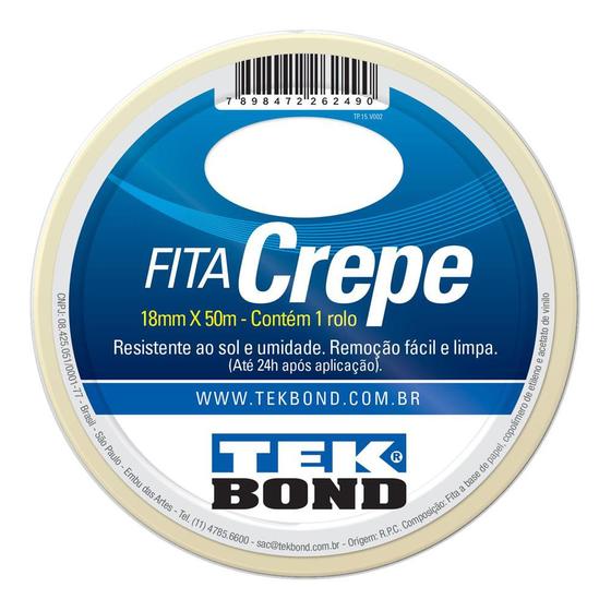 Imagem de Fita Crepe Tekbond 18mm x 50m