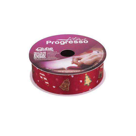 Imagem de Fita de Cetim ECF 005TR 22mm -10m Cor 088 Enfeites Biscoito de Natal - 01 unidade - Progresso Natal - Rizzo