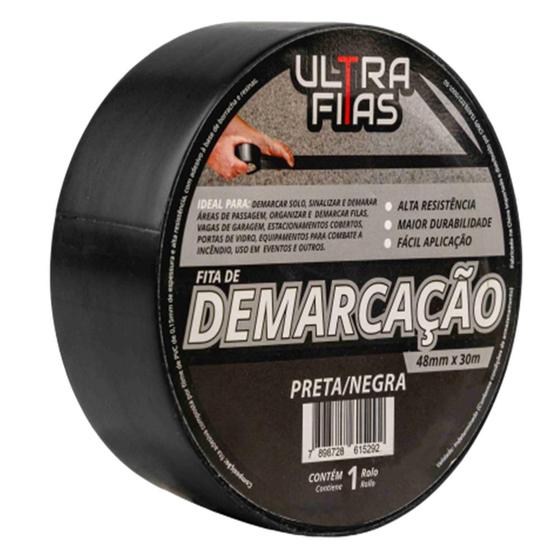 Imagem de Fita De Demarcação de Solo Pvc 48mm X 30 Metros Sinalização - Amarela, Azul, Branca, Cinza, Laranja, Listrada, Preta, Verde, Vermelha ou Zebrada