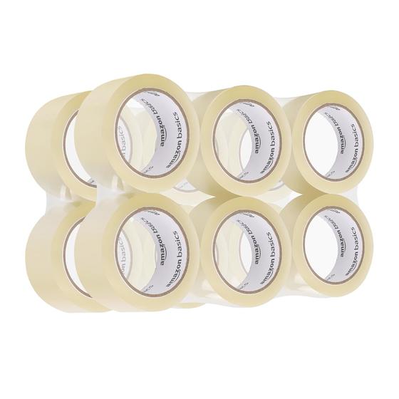 Imagem de Fita de Embalagem Amazon Basics - 1,88cm x 66,4m - Pacote com 12 Rolos Transparentes