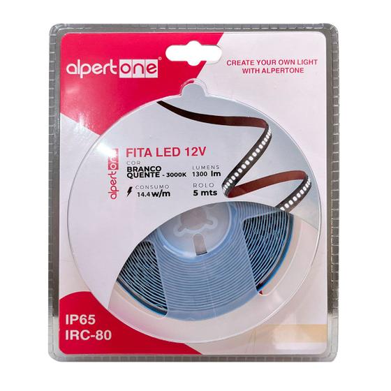 Imagem de Fita de Led 12V 14,4W/M 3000K IP65 (rolo 5ml) - Alpertoni - 464531