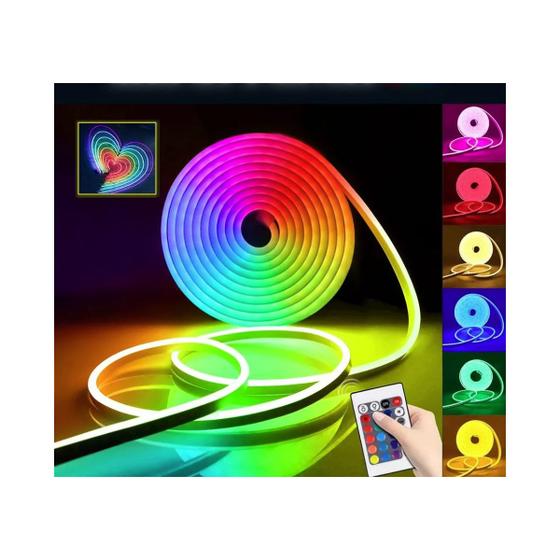 Imagem de Fita De Led 12v Rgb Neon Flexivel 2835 5mt Com Controle e Fonte