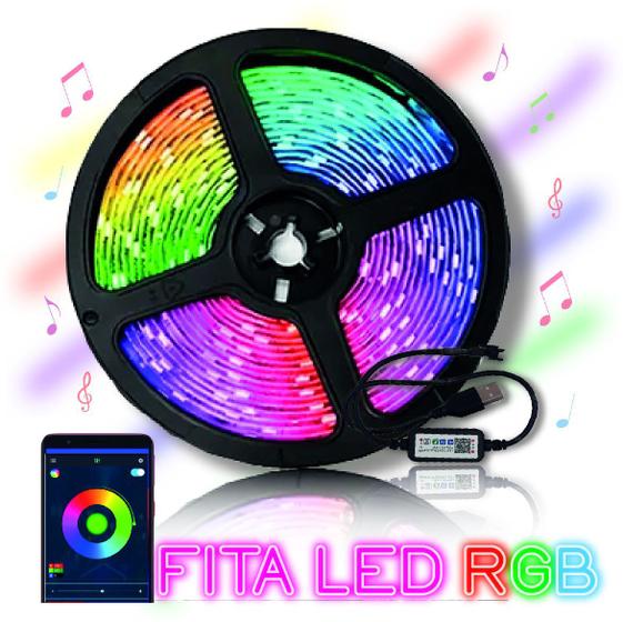 Imagem de Fita De Led 2812 Usb 3 Metros Bluetooth Musical 5v App