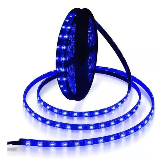 Imagem de Fita de Led 3528 Azul Tech One 5 Metros 12V Decoração Iluminação Veículos Rodapé Studio Gamer Quarto Loja Bar Adega