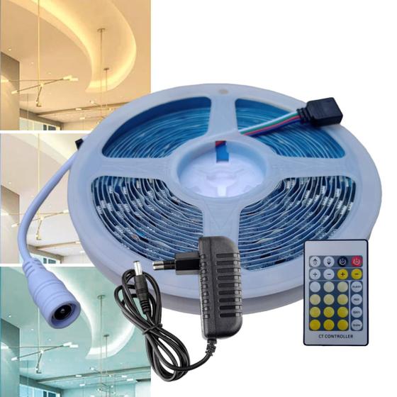 Imagem de Fita De Led 5025 Dimerizável Com Luz Fria, Quente e Neutra De 5M De 12V Com Controlador De Efeitos E Controle Com Fonte