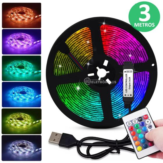 Imagem de Fita De LED 5050 Multicolor Com Controle Remoto USB Luz Forte Brilhantes Super Decoração TB5048