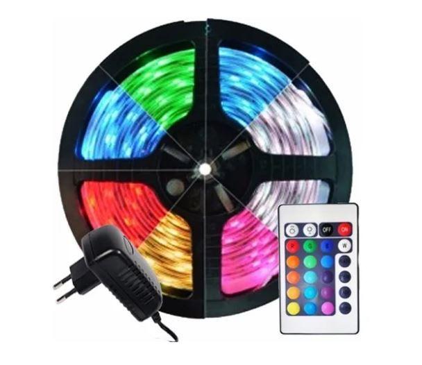 Imagem de Fita de led 50x50 rgb 8 func silic c/ controle 5m c/ fonte remanci