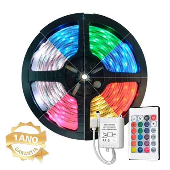 Imagem de Fita De Led Colorida 14,4W 12V Rgb 5050 5M Pix + Controle