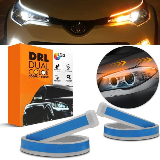 Imagem de Fita de LED DRL Dual Color Universal 3000K 6000K 12V 30cm Farol com Função Seta Sequencial - Prime