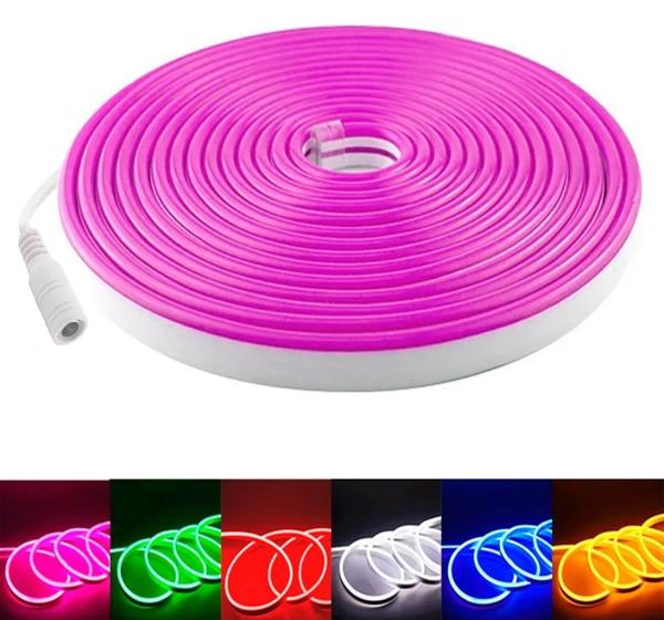 Imagem de Fita De Led Neon Flexível Rosa 12v 5mts Alto Brilho
