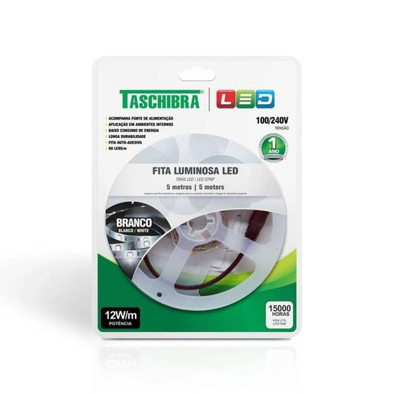 Fita De Led Taschibra Bivolt 12W 5M 3000K Menor preço em Fita De Led Taschibra Bivolt 12W 5M 3000K