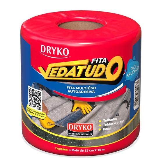 Imagem de Fita de Manta Asfáltica AutoAdesiva Aluminizada 15cm x 10 Metros Drykofita - FVD15 - DRYKO