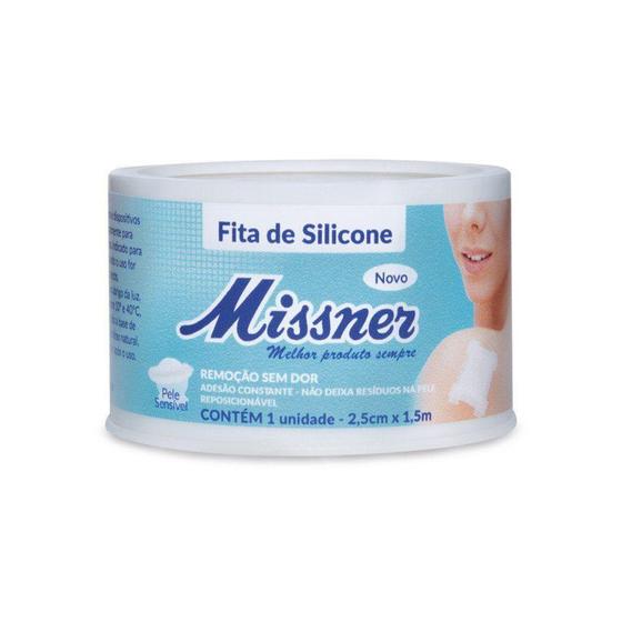 Imagem de Fita de Silicone Hipoalergênica Branca 2,5 Cm x 1,5 Mt - Missner