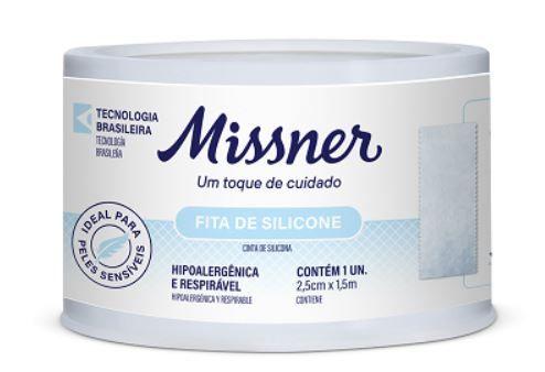 Imagem de Fita de Silicone Hipoalérgica (Pele Sensível) Branca 2,5cm X 1,5m - Missner