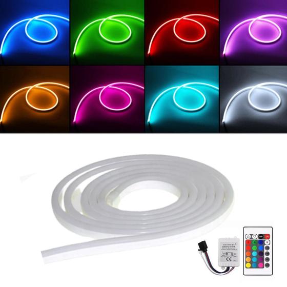 Imagem de Fita De Silicone Led Neon Rgb 16 Cores 5M 12V Com Controle