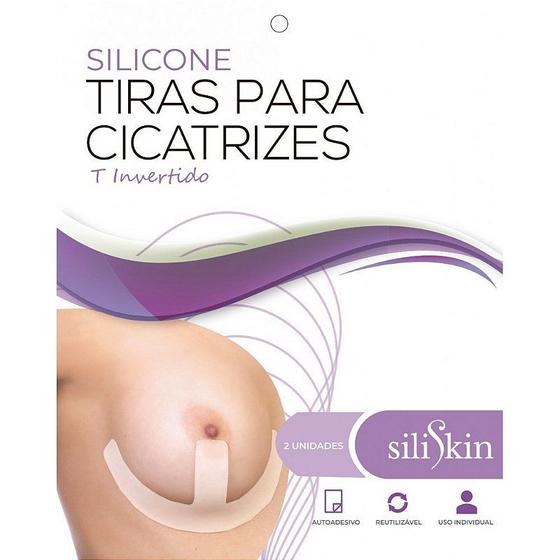 Imagem de Fita De Silicone T Invertido para Cicatriz 2 UN (Par) 20 x 9cm Reutilizável -Siliskin