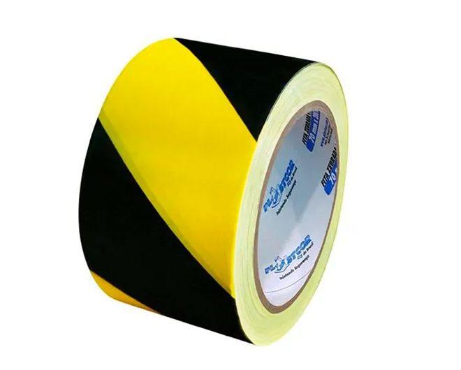Imagem de Fita de Sinalização Segurança Zebrada Sem Adesivo Plastcor Amarela e Preta 70MM x 50M